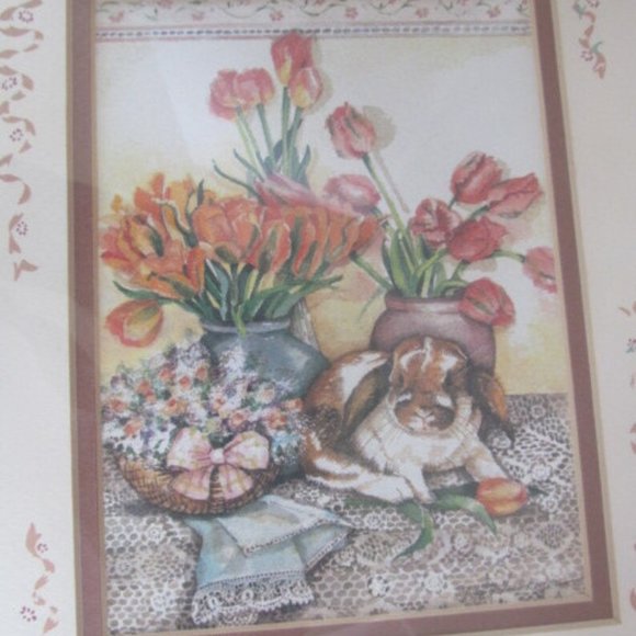 Floppy Ear Bunny Framed Watercolor Painting Framed Oak Easter Bunny Rabbit Decor - Picture 2 of 5